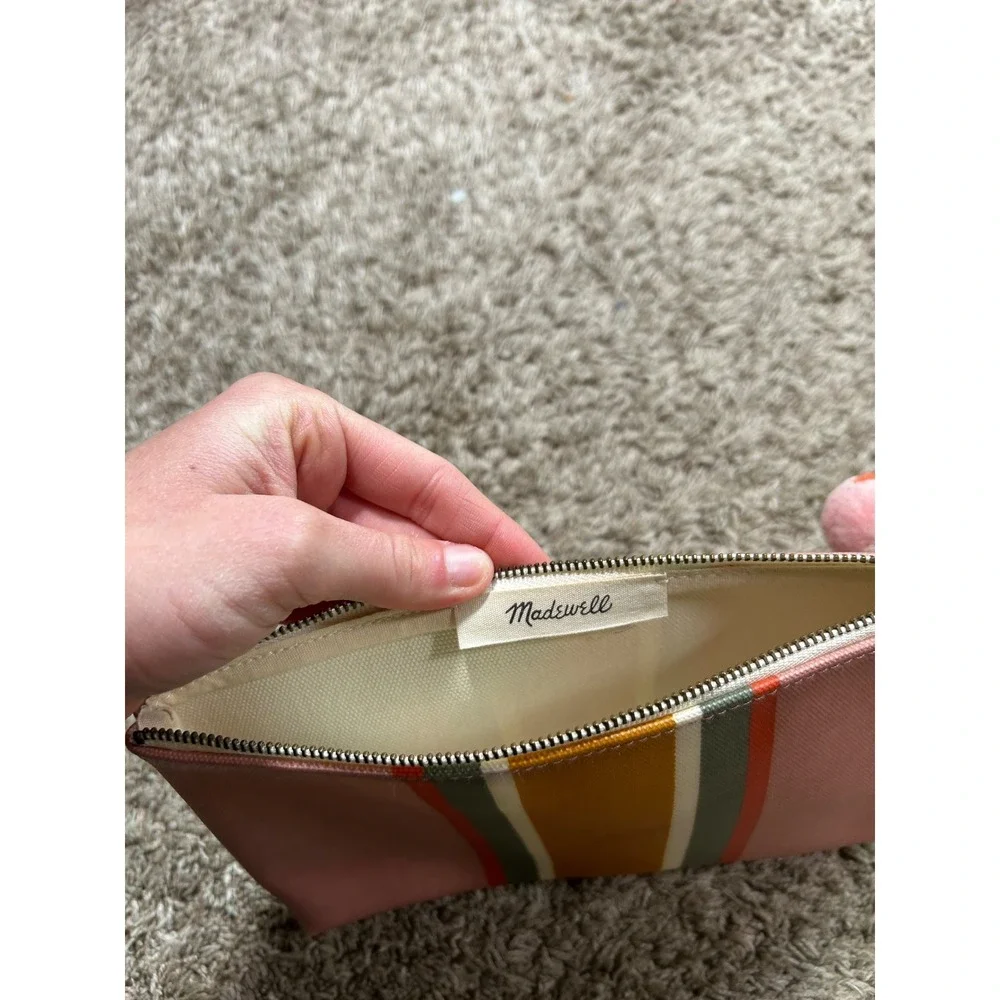 Madewell Canvas Striped Makeup Bag Tassel Zipper Pouch Boho Travel‎ Toiletry